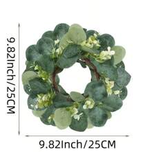 1/2pcs Artificial Plastic Eucalyptus Wreath, Suitable For Farmhouse Holidays, Celebrations, Parties, Home Porch, Christmas, Halloween, Spring Festival Decoration. The Small Wreath Can Be Used Indoor Or Outdoor, Hang Above Fireplace, Front Door Or Living Room Wall.