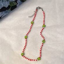 1pc Summer Floral Beaded Pearl Necklace, Delicate Jewelry Design Necklace, Women Choker Necklace