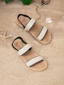 Women's Bohemian Style Woven Sole Casual Comfortable Slip-On Slippers