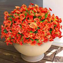 4pcs Artificial Outdoor Decorative Fake Flowers, 7-Branch Imitation Morning Glory, Harvest Festival Thanksgiving Decoration, 1 Stem 21 Flowers, UV Resistant Fake Plants & Shrubs, Multicolor For Spring Summer Autumn, Suitable For Garden Porch Window Balcony Lawn Potted Plant Wedding Decor