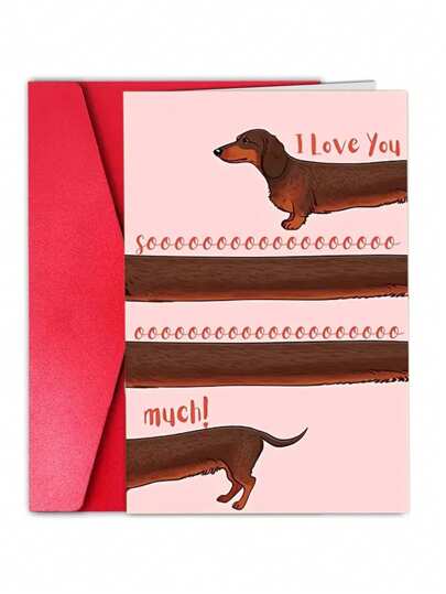 1 Pezzo Biglietto d'Amore a tema Cane Salsiccio con Busta - Regalo Perfetto per San Valentino e Anniversario, Confessione Romantica per il Partner o l'Amante