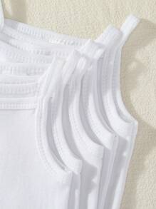 Set de 5 piezas de mamelucos para bebés, monos lindos blancos para bebé/niña con tirantes