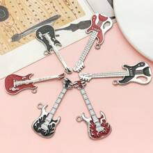 Rockstar DIY Kit: 2/6pcs Elegant Guitar Pendants - Perfect For Band Merch Jewelry Making" (Niche Appeal)