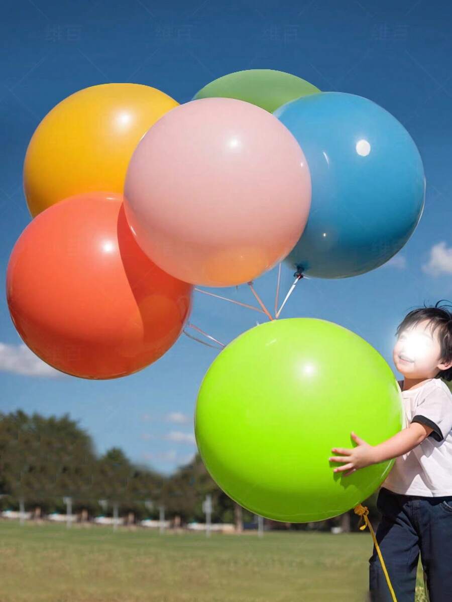 2件/4件/10件 36英吋/18英吋特大號圓形乳膠氣球,附1捲白色緞帶,巨型氣球裝飾,適合生日派對、婚禮、畢業派對、房間佈置、戶外拍照道具 - 2個36吋正圓氣球 - 查看 1