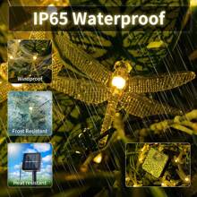 1pc Solar Powered Dragonfly String Lights, 8 LED Lighting Modes Outdoor Waterproof Fairy Lights For Garden, Yard, Balcony, Tree, Patio, Porch, Pathway, Fence; Decorative Hanging Solar Lights For Backyard