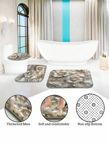 1pc/4pcs Premium 3D Embossed Floral Bathroom Curtain & Mat Set, Modern Minimalist Shower Curtain 70.8x70.8in With 12 Hooks, Non-Slip Bath Mat, U-Shaped Toilet Lid Cover, Bathroom Decor, Bath Accessories, Home Furnishing Christmas Decor