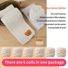 6 écheveaux de laine + 1 accessoire ours Écharpe faite main DIY Laine chenille avec petit ours, laine épaisse en pack, cadeau pour lui/elle