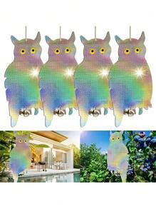 Anti-Bird Repellent Reflective Owl, Plastic Hanging Reflective Scare - Decorative Wind Turbine For Home And Garden, Owl Repellent - Plastic Hanging Reflective Repellent - Decorative Fan For House And Garden,Prevent Fruit Theft,Autumn Fall