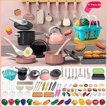 61pcs Simulation Mini Kitchen Cooking Set - Fruits Cutting Toy, Electric Stove, Cookware, Pretend Play Toy For Girls - Multicolor - View 4