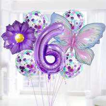 9PCS Juego de Globos de Número de Mariposa Decoraciones de Fiesta de Cumpleaños Diseño de Aniversario Celebración Suministros de Decoración de Eventos en Interiores - QQ400-4 - Ver 6