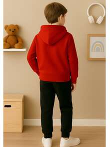 Children's Printed Sweatshirt Set, Blouse And Flannel Trousers - Red - View 3