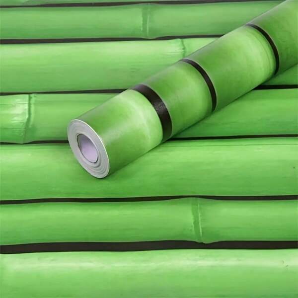 Papel tapiz extraíble de bosque de bambú verde, resistente al aceite, adecuado para comedor, estudio, sala de estar, dormitorio, habitación, fondo de pared de TV, decoración del hogar y renovación de mesa de comedor, fácil instalación y decoración extraíble de pared para el hogar