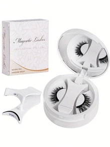 4pcs Magnetic Eyelashes + 1pc Eyelash Curler + 1pc Storage Box, Magnetic False Eyelashes, Magnetic Eyelash Curler, Glue-Free, Soft Adherence, Easy To Wear, No Deformation, Delicate, Lightweight