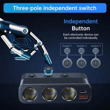 KZ 7-In-1 127W Car Charger Splitter Multi Ports PD30W QC3.0 Cigarette Lighter Adapter Car Cigarette Lighter Socket Splitter With Switch