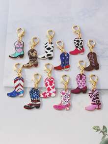 12个西部牛仔亚克力钥匙扣，复古乡村牛仔靴图案亚克力吊坠，派对装饰，生日礼物，包包/手机挂饰，可爱卡通礼物，生日派对小礼物，母亲节/毕业典礼礼物 - 彩色 - 查看 9