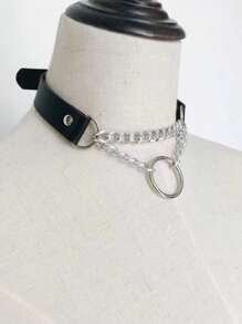 1 pieza Gargantilla con cadena metálica y círculo, accesorios de lencería con estilo gótico punk de moda Y2K, adecuado para todas las ocasiones.