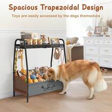 Local Shipping- Trapezoid Dog Toy Box For Dog Stuff, Toy Holder Chest For Pet Dog Cat, Dog Essentials For Dog Accessories, Dog Gift Basket Living Room Large Dog Toy Basket, Dog Toy Bin With Storage Organizer - Black - View 4