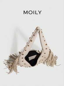 Sac à bandoulière à franges de style punk de rue avec rivets sous les bras