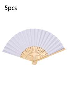 1 件简约优雅素色折扇，适合节日场合 - 白色 - 查看 11