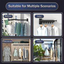 Heavy Duty Folding Drying Rack, No Hole Invisible Folding Clothesline, Window Sill Balcony Telescopic Indoor And Outdoor Wall-Mounted Clothes Rack, For Drying Clothes, Socks, T-Shirt Metal Clothes Rod.