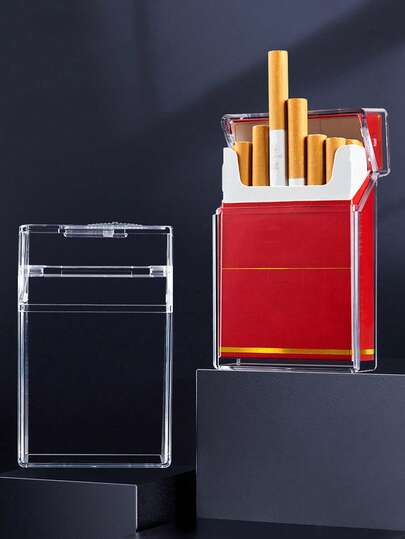 1个塑料香烟盒，可装20支香烟，便携式透明防水防压香烟盒，男女通用，香烟盒，香烟盒，礼品