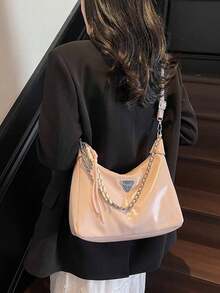 New Chain Underarm Tote Bag, Women's Versatile Commuter Minimalist Retro Crossbody Bag With Fine Craftsmanship, Fashionable Elements, And Spacious Capacity - Pink - View 2