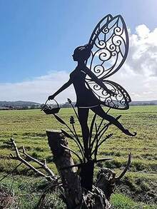 1 szt. Kreatywny Kwiat Wróżka Artystyczny Dekor Wiatrowskaz Zewnętrzny Ogród Metalowy Rzemiosło, Dekoracja Ogrodowa