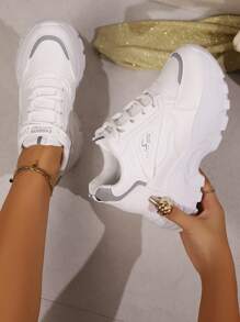 Platform Breathable White Sneakers, New Spring/Autumn Thick Sole Comfortable Sports Casual Chunky Sneakers