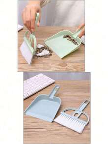 2pcs/Set Desktop Mini Broom & Dustpan Set, Keyboard & Window Cleaning Small Shovel, Suitable For Cleaning Desk, Keyboard, Hamster Cage - Multicolor - View 4