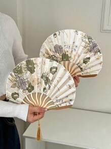 1/2Pcs Chinese Classical Folding Fans - Handheld Mother-Of-Pearl Shell Fans For Women, Traditional Cooling Accessories For Summer/Hotels/Wedding Decor, Vintage Cultural Gift Pearl Of The East Screened Chinese Landscape Art