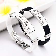 1pc Fashion Stainless Steel 12 Zodiac Signs Leather Bracelet Suitable For Men Everyday Wear