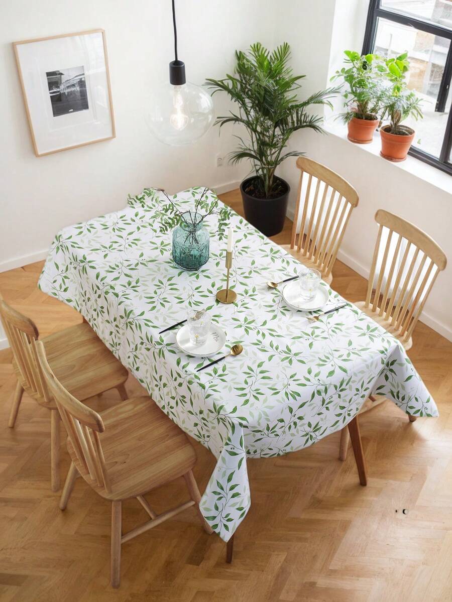 PVC [Plastic Material] Non-Woven Fabric Green Bamboo Leaf Pattern Tablecloth, Thin Style, Waterproof And Oil-Proof, Easy To Clean. Suitable For Decorating Tabletops And Holiday Party Decorations. - Multicolor - View 1