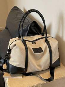 Fashionable Color Block Style Travel Bag With Large Capacity, Can Be Carried By Hand, Shoulder Or Cross-Body, Suitable For Short-Term Travel, Vacation, Gym And Other Occasions Back To School School Bag Travel Essentials Travel Organizer For Beach Summer Vacation For Suitcase Overnight Bag Gym Bag Duffle Bag Weekend Bag Duffel Bag For Luggage Carry On Bag College Bag Luggage Bags Weekender Bag Hospital Bag Holiday Winter Back To School Supplies