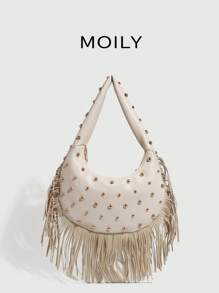 Sac à bandoulière à franges de style punk de rue avec rivets sous les bras