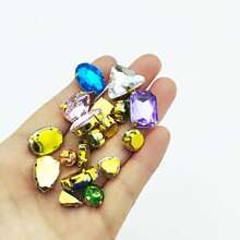 50pcs Mix Color Mix Shapes Sew On Crystal Rhinestone Sew On Flatback Gold Claw Rhinestone For DIY Craft, Clothes, Shoes, Dress, Jewelry Charms Making