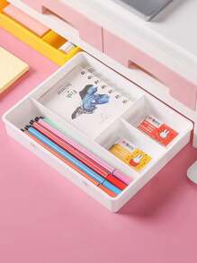 1 Peça Organizador de Gaveta de Mesa com 4 Compartimentos, Caixa de Armazenamento de Gaveta Plástica Simples para Uso Doméstico Sem Furos, Organizador de Papelaria de Mesa, Caixa de Classificação e Armazenamento de Itens Pequenos, Organizador Empilhável de 4 Níveis, Necessidade de Verão para Organizador de Armazenamento Presente de Viagem para Mulheres