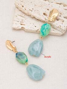 1 Pair Vintage Bohemian Style Elegant Resin Asymmetrical Texture Oval Earrings, Versatile