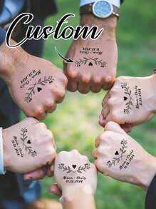 Tatuaggi temporanei personalizzati con foto per adulti, tatuaggi finti personalizzati con nome per coppie, tatuaggi temporanei per addio al nubilato