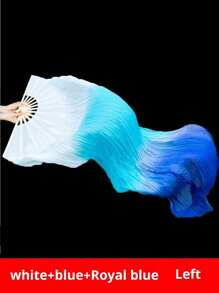 1pc Belly Dancing Fan, Gradient Color Long Imitation Silk Fans, Dance Performance Props