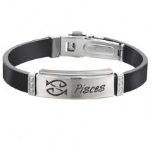 1pc Fashion Stainless Steel 12 Zodiac Signs Leather Bracelet, Suitable For Men'S Daily Wear