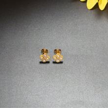 Conjunto de joyas de acero inoxidable 316L con flores doradas incrustadas de piedras de circonita, incluyendo collar, pendientes, pulsera y anillo, un conjunto de joyas para niñas que no se desvanece