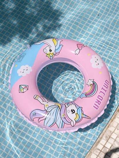 قطعة واحدة من الحلقة العائمة الناعمة المزخرفة بتصميم وحيد القرن بألوان نمط ، حلقة سباحة نفاخة قطر 60-90 سم، للسباحة في المسبح والشاطئ، للاستخدام في الحفلات والاستجمام للكبار، اكسسوارات المسبح