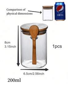 1 pieza Tarro de leche con cuchara y tapa, taza para avena overnight, juego de tarros para almacenar cereales y especias - Marrón - Ver 9