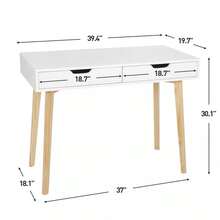 39" Small Computer Desk Writing Table Home Office Desk Vanity Desk W/ 2 Drawers