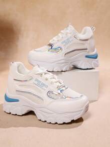 Women's Chunky Sneakers, Spring/Autumn New Thick Sole Waterproof Small White Shoes, Slimming Sports Shoes