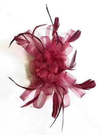 1pc Wine Red Fascinator Hats For Women, Suitable For Tea Party, Racing, Birthday, Beach Party, Home Party, Daily Wear, Detachable Hair Clip & Headband