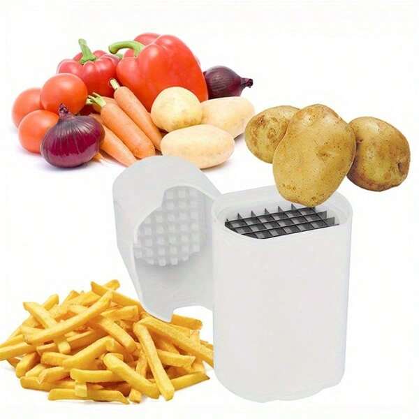 1 pieza Máquina manual cortadora de papas fritas, cortadora de papas para hacer patatas fritas, máquina de cortar tiras de pepino, cortador de frutas creativo, cortador de vegetales, picador de frutas, picador de cocina para vegetales, picador de cebolla, utensilios de cocina, herramientas de cocina