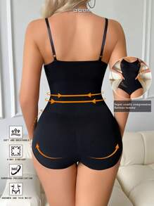 1pc Women's High Strength Shaping Knit Fabric Waist And Hip Shapewear Bodysuit