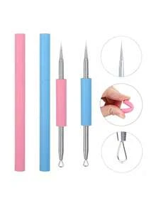 痤疮针双头粉刺挑除黑头粉刺针硅胶美容针痤疮工具、黑头去除器、美容、护肤品、水疗、自我护理、护肤工具、面部护理、美容师用品、皮肤、洗面奶、面部