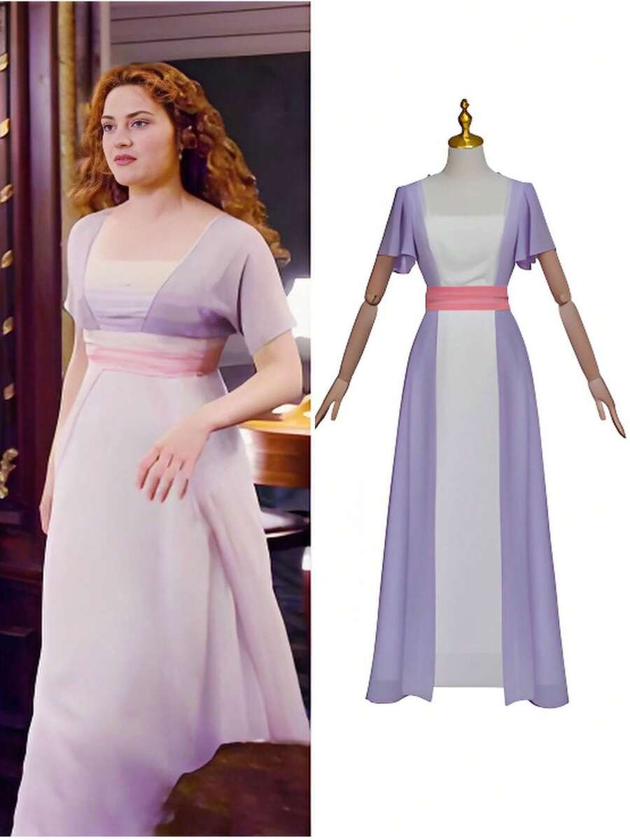 Rose Role Playing Dress, Bridgeton Evening Dress, Regent Dress Halloween - Mauve Purple - View 1